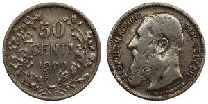 Belgium - 50 Centimes 1909 - Leopold II - Silver, Dutch tekst