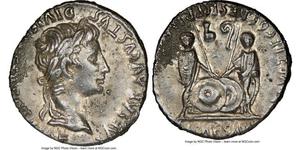 -27,Augustus (27 BC-AD 14). AR denarius (19mm, 5h). NGC XF. Lugdunum, 2 BC-AD 4. CAESAR AVGVSTVS-DIVI F PATER PATRIAE, laureate head of Augustus right / AVGVSTI F COS DESIG PRINC IVVENT / C L CAE ...