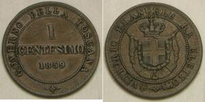 TUSCANY (Italy) 1 Centesimo 1859 - Copper - Vittorio Emanuele II. - VF/XF -1818*