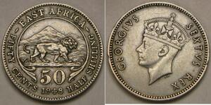 EAST AFRICA 50 Cents 1948 - Copper-Nickel - George VI. - XF - 2022 *