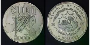 LIBERIA 5 Dollars 2000 - Copper/Nickel - Europe - aUNC - 4555