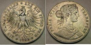 FRANKFURT (German City) 1 Thaler 1862 - Silver 0.9 - VF - 3692 *