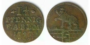 ANHALT BERNBURG 1-1/2 Pfennig 1747 HCRF - Copper - Viktor II. Friedrich - 738