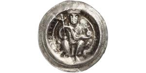 Frankfurt, kaiserliche und königliche Münzstätte. Heinrich VI. 1190-1197. Brakteat. 0,71 g. Sitzender Kaiser von vorn mit Lilienstab und Reichsapfel. Hävernick 100, J.u.F. 20, Slg. Bonhoff 1525,  ...