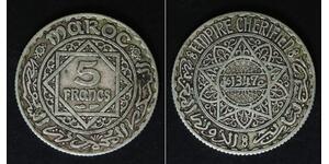 MOROCCO 5 Francs AH 1347 (a) - Silver 0.680 - Mohammed V. - VF - 1474