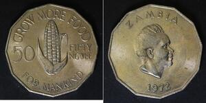 ZAMBIA 50 Ngwee 1972 - Copper/Nickel - F.A.O. - XF/aUNC - 2463