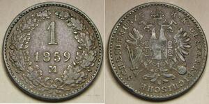 AUSTRIA 1 Kreuzer 1859 M - Copper - Franz Joseph - VF+ - 2003 *
