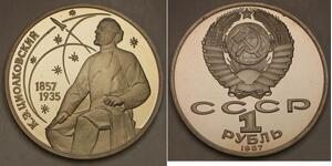 RUSSIA (Soviet Union) 1 Rouble 1987 Proof - Konstantin Tsiolkovsky - 736 *