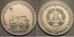 GERMANY (East - DDR) 5 Mark 1988 A - 1st German Locomotive Saxonia - UNC - 267 *