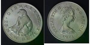 GIBRALTAR 25 New Pence 1971 - Copper/Nickel - Ellizabeth II. - aUNC - 2019