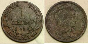 1 Centime Terza Repubblica francese (1870-1940)  Bronzo 