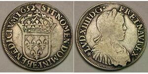 FRANCE 1/2 Ecu 1652 E - Silver 0.917 - Louis XIV. - VF+ - 3586 *