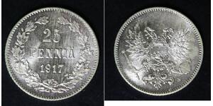 FINLAND 25 Pennia 1917 S - Silver 0.750 - Nicholas II. - XF - 1546