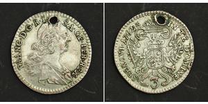  
 

 1762, Austria, Emperor Francis I Stephen. Scarce Silver 3 Kreuzer Coin. Hall mint!   Mint Year: 1762  Mint Place: Hall (H-A)  Reference: KM-2115.1.   Denomination: 3 Kreuzer  Condition: Pie ...
