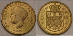 ROMANIA 5 Lei 1930 - Nickel-Brass - Mihai I. - XF/aUNC - 2600 *