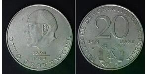 GERMANY (DDR) 20 Mark 1973 A - Copper/Nickel - Otto Grotewohl - VF - 4643