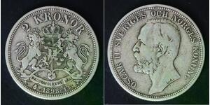 SWEDEN 2 Kronor 1898 EB - Silver 0.800 - Oscar II. - 1575