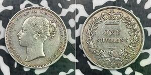 1874 Great Britain Victoria 1 Shilling Lot#DS855 Silver! Nice! Die#11