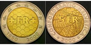 SWITZERLAND 5 Francs 2000 - Bi-Metallic - Swiss Franc - UNC - 2055 