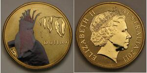 AUSTRALIA 1 Dollar 2011 - Colored Al-Ae - Major Mitchell Cockatoo - aUNC - 1651*