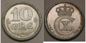 DENMARK 10 Ore 1916 - Billon 0.4 - Christian X. - XF+ - 3674 *