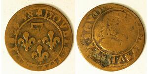 DOMBES (France) Double Tournois 1638 - Copper - Gaston de Orleans - 4229