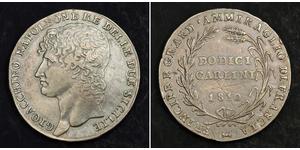  
 
   1810, Kingom of Naples, Joachim-Napoléon Murat. Rare Silver 12 Carlini (Piastra) Coin.   Mint Year: 1810  Mint Place: Naples  Denomination: Piastra (12 Carlini)  Reference: Davenport 166,  ...