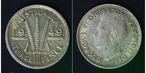 AUSTRALIA Threepence 1949 - Silver 0.500 - George VI. - VF - 775