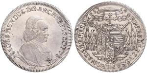 Salzburg, Erzbistum. Sigismund von Schrattenbach 1753-1771. Taler 1754. Probszt 2282, Davenport 1247, Zöttl 2979. Winzige Kratzer, sehr schön - vorzüglich