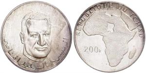 1970,Zentralafrikanische Staaten-Tschad. 200 Francs 1970. Nasser. K.M. 6. Schöne Patina. Stempelglanz.