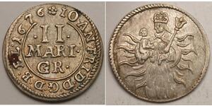BRUNSWICK LUNEBURG CALENBERG 2 Mariengroschen 1676 - Silver - XF- - 2173 *