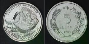 TURKEY 5 Lira 1980 - Stainless Steel - F.A.O. - aUNC - 4321