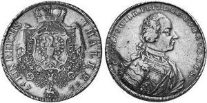 1 Thaler Principado de Ansbach (1398–1792) Plata Charles William Frederick, Margrave of Brandenburg-Ansbach (1712 – 1757)