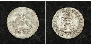  
  1687, Brunswick-Luneburg-Celle, George William. Silver 1/24 Thaler Coin. F-VF!  Mint Year: 1687 Reference: KM-324. Condition: A well-circulated F-VF! Denomination:  1/24 Thaler (Groschen) Dia ...