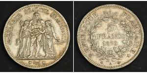  
 
   1876, France (3rd. Republic). Large Silver 5 Francs Coin. VF-XF!   Mint year: 1876  Mint Place: Paris (A)  References: KM-820.1.  Denomination: 5 Francs  Condition: Numerous circulation ma ...