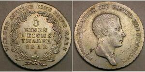 PRUSSIA 1/6 Thaler 1812 A - Silver 0.52 - Friedrich Wilhelm III. - aUNC - 3650 *