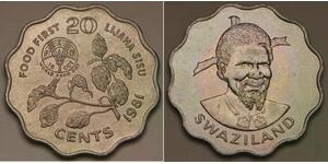 SWAZILAND 20 Cents 1981 - Copper-Nickel - F.A.O. - Sobhuza II. - aUNC - 19 *