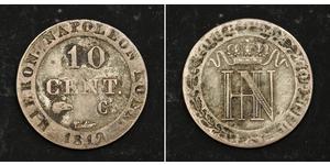  
  1812, Westphalia, Jerome-Napoleon Bonaparte. Silver 10 Centimes Coin. VF-  Mint Year: 1808 Reference: KM-25 Mint Place: Cassel Denomination: 10 Centimes Condition: Dark deposits and light cor ...
