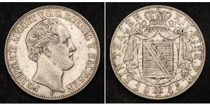  
  1845, Kingdom of Saxony, Frederick Augustus II.  Silver  Thaler Coin. VF-aXF!  Mint Year: 1845 Mint Place: Dresden  Denomination:  Thaler  Reference:  KM-1148.  Mint Official: Gustav Theodor  ...