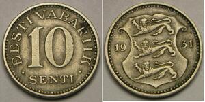 ESTONIA 10 Senti 1931 - Nickel-Bronze - VF/XF - 3545 *