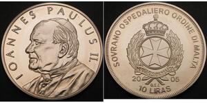 ORDER OF MALTA 10 Liras 2005 - Pope John Paul II - UNC - 1312 