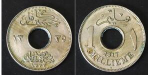 EGYPT 1 Millieme AH1335-1917H - Copper/Nickel - Hussein Kamil - XF - 2506