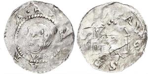 1043,Augsburg, Bistum. Anonym, Zeit Eberhard I. bis Heinrich II. 11. Jahrhundert. Pfennig. 1,02 g. +SCAMARIA. Marienbüste nach links / +AVGVSTA/// Kirchengebäude. Steinhilber 18, Dannenberg 1043  ...