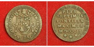  
 
  
 1802, Vatican, Pope Pius VII. Nice Copper ½ Baiocco Coin. XF! 
  
  Mint Place: Rome  Reference: KM-1265.  Denomination: ½ Baiocco  Mint Year: 1802 (MDCCCII)  Condition: Minor scratches,  ...