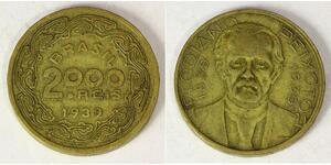 BRAZIL 2000 Reis 1939 - Aluminum/Bronze - Floriano Peixoto - VF - 4093