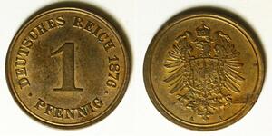 GERMANY 1 Pfennig 1876 A - Copper - Wilhelm I. - XF/aUNC - 3427