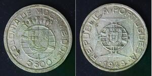 MOZAMBIQUE (Portuguese Colony) 5 Escudos 1949 - Silver 0.650 - VF - 4533