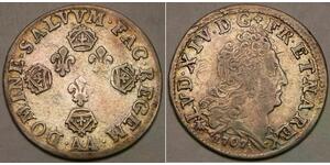 FRANCE 10 Sols 1707 AA - Silver 0.798 - Louis XIV. - VF/XF - 3600 *