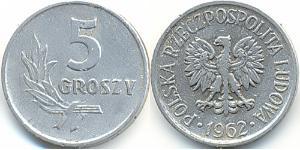 5 Grosh Repubblica Popolare di Polonia (1952-1990) Alluminio 
