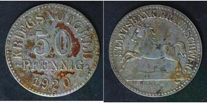 GERMANY (Braunschweig Herzogtum) 50 Pfennig 1920 - Iron - Notgeld - VF - 2358